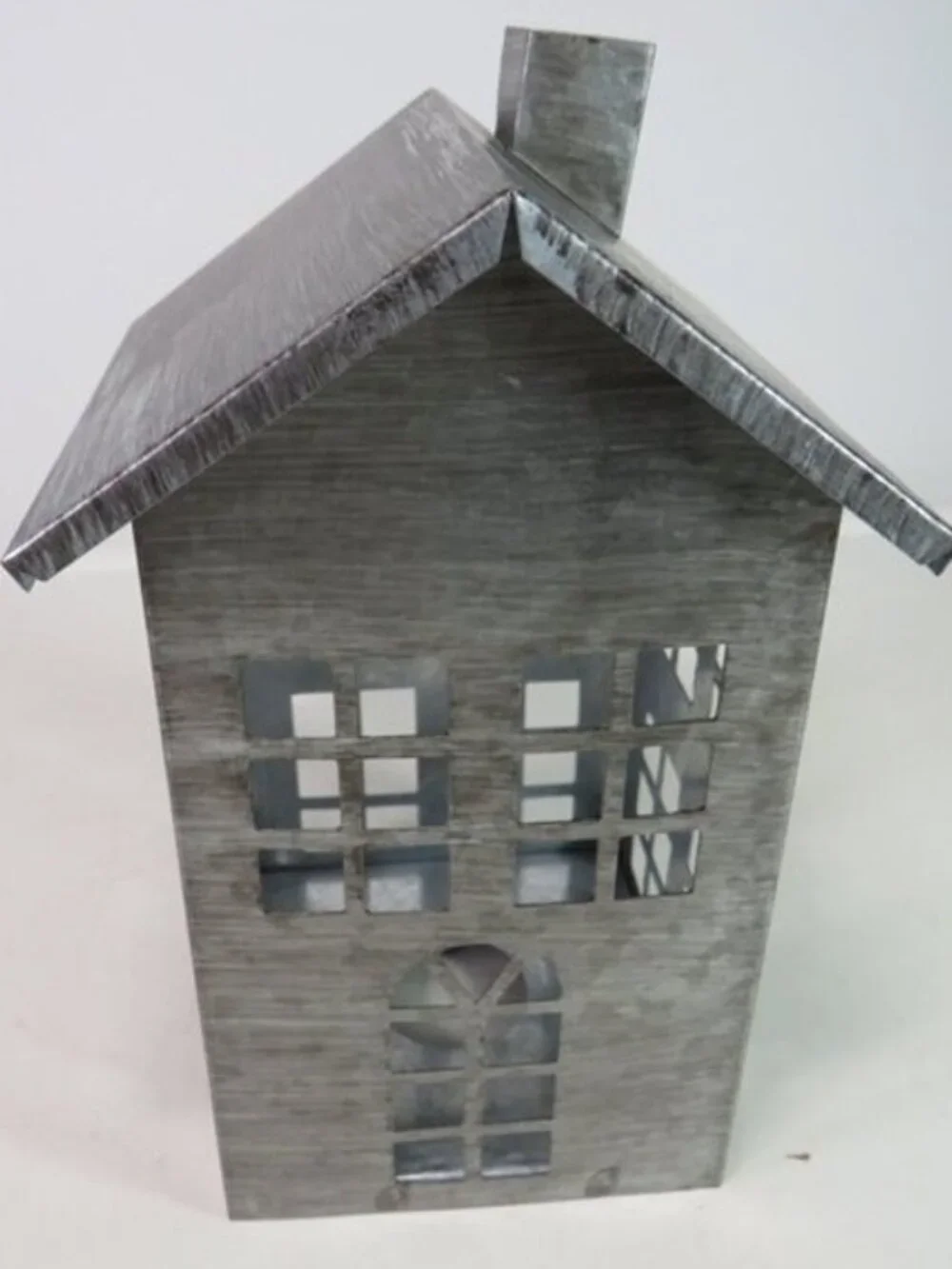 Galvanized Metal House Luminary Candle Holder Brushed Finish Farmhouse Decor